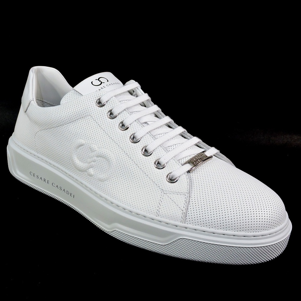 CASADEI 🇮🇹 MEN'S SOFT WHITE LEATHER COMFORT SUMMER FASHION SNEAKERS